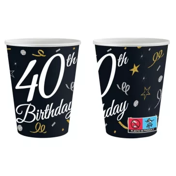 Happy Birthday 40 B&C papír pohár 6 db-os 200 ml