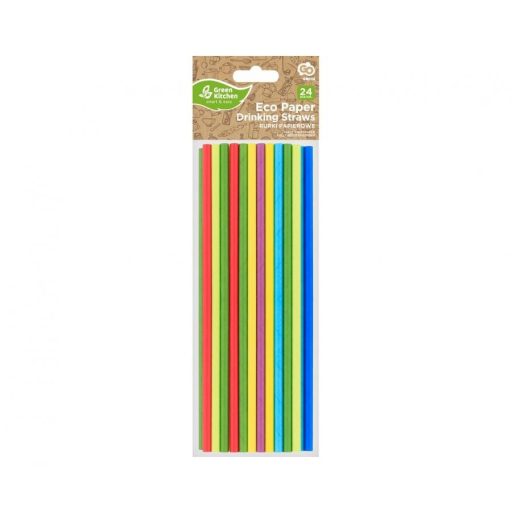 Színes Rainbow papír szívószál 24 db-os