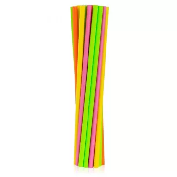 Színes Neon papír szívószál 24 db-os