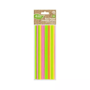 Színes Neon papír szívószál 24 db-os