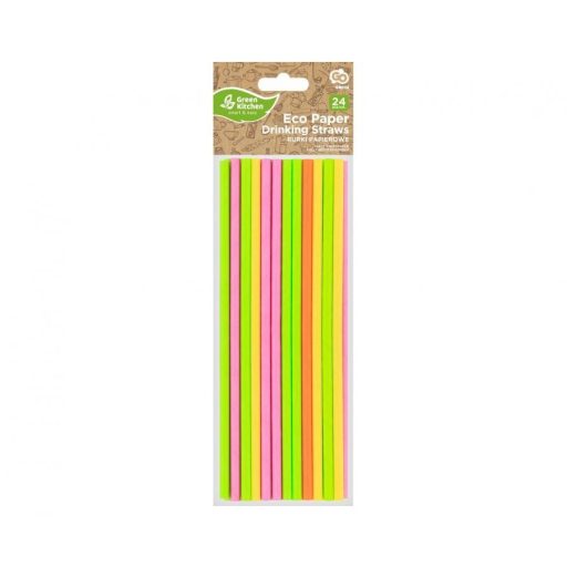 Színes Neon papír szívószál 24 db-os