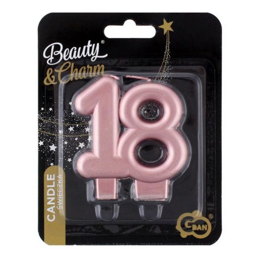 Rose Gold 18-as Metallic tortagyertya, számgyertya