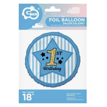 Első születésnap Blue fólia lufi 36 cm