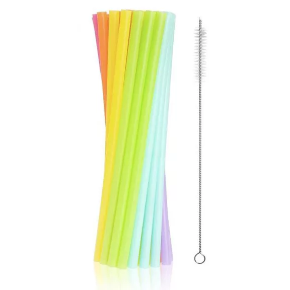 Színes Colors műanyag újrafelhasználható szívószál 17 db-os + kefe Színes Colors műanyag újrafelhasználható szívószál 17 db-os + kefe