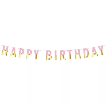 Rózsaszín Pink Gold Happy Birthday papír felirat 160 cm