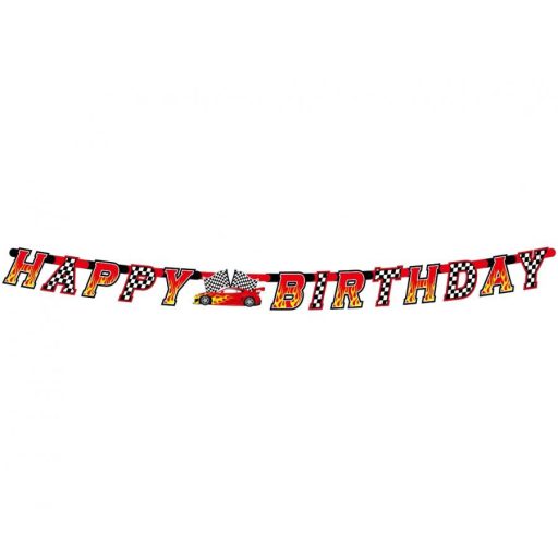 Autóverseny Race Happy Birthday papír felirat 220 cm