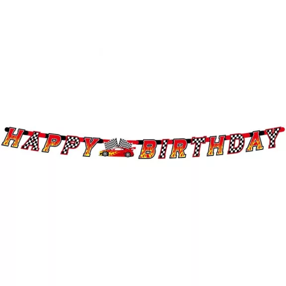 Autóverseny Race Happy Birthday papír felirat 220 cm