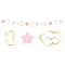 Első születésnap Pink 1st Birthday mini girland 120 cm
