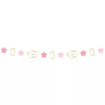 Első születésnap Pink 1st Birthday mini girland 120 cm