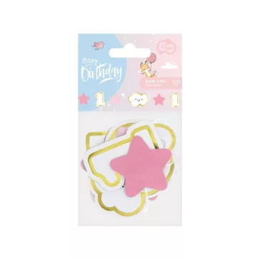 Első születésnap Pink 1st Birthday mini girland 120 cm