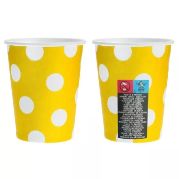 Sárga Yellow Polka Dots papír pohár 6 db-os 270 ml