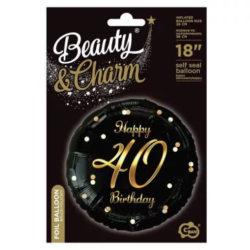 Happy Birthday 40 B&C Gold fólia lufi 36 cm