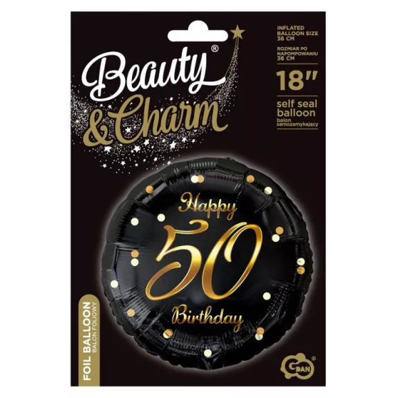 Happy Birthday 50 B&C Gold fólia lufi 36 cm