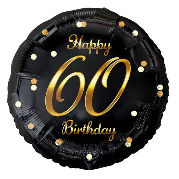 Happy Birthday 60 B&C Gold fólia lufi 36 cm Happy Birthday 60 B&C Gold fólia lufi 36 cm