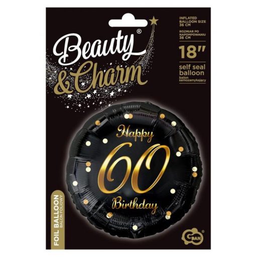 Happy Birthday 60 B&C Gold fólia lufi 36 cm