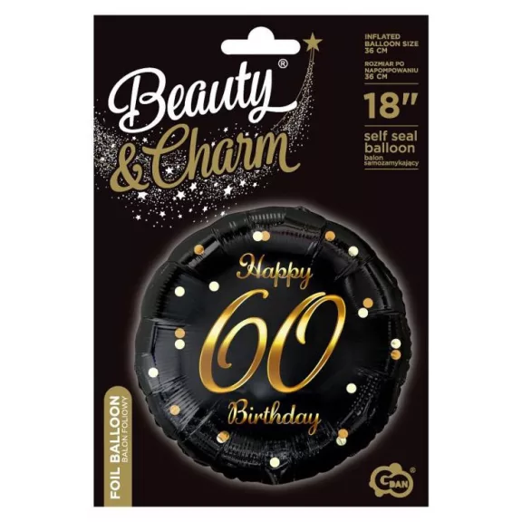 Happy Birthday 60 B&C Gold fólia lufi 36 cm