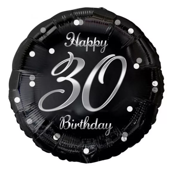 Happy Birthday 30 B&C Silver fólia lufi 36 cm Happy Birthday 30 B&C Silver fólia lufi 36 cm