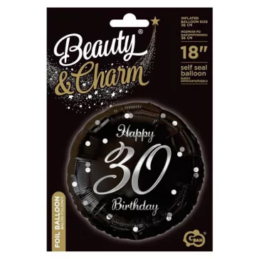 Happy Birthday 30 B&C Silver fólia lufi 36 cm