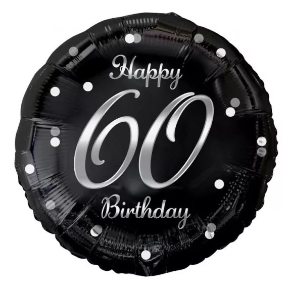 Happy Birthday 60 B&C Silver fólia lufi 36 cm Happy Birthday 60 B&C Silver fólia lufi 36 cm