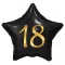Fekete Happy Birthday 18 Black csillag fólia lufi 44 cm