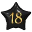 Fekete Happy Birthday 18 Black csillag fólia lufi 44 cm