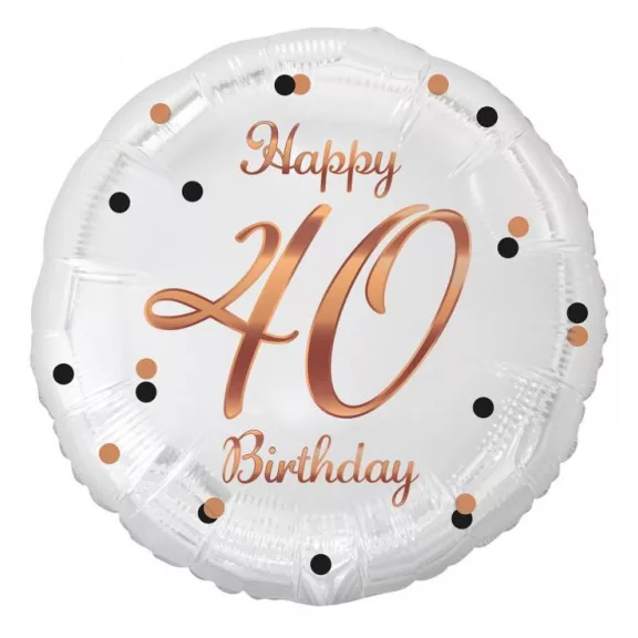 Happy Birthday 40 B&C White fólia lufi 36 cm Happy Birthday 40 B&C White fólia lufi 36 cm