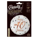 Happy Birthday 40 B&C White fólia lufi 36 cm Happy Birthday 40 B&C White fólia lufi 36 cm