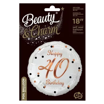 Happy Birthday 40 B&C White fólia lufi 36 cm