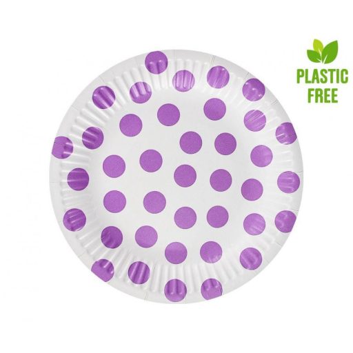 Pöttyös Lavender Polka Dots papírtányér 6 db-os 18 cm