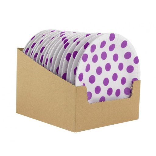 Pöttyös Lavender Polka Dots papírtányér 6 db-os 18 cm