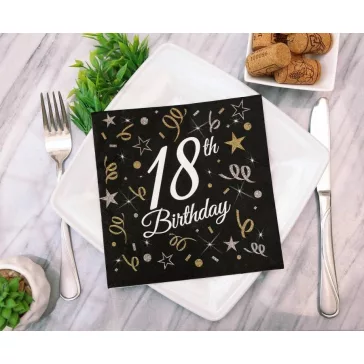 Happy Birthday 18 B&C szalvéta 20 db-os 33x33 cm