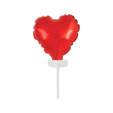 Piros szív Red  fólia lufi tortára 8 cm