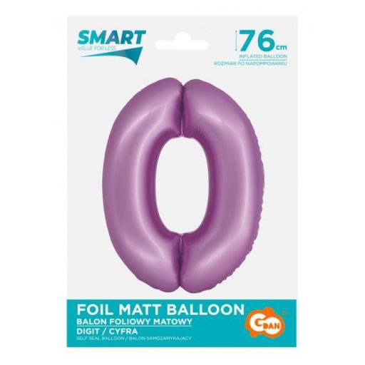 Levendula 0-ás Lavender Mat szám fólia lufi 76 cm