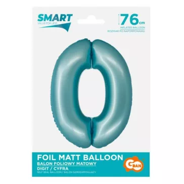 Kék 0-ás Light Blue Mat szám fólia lufi 76 cm