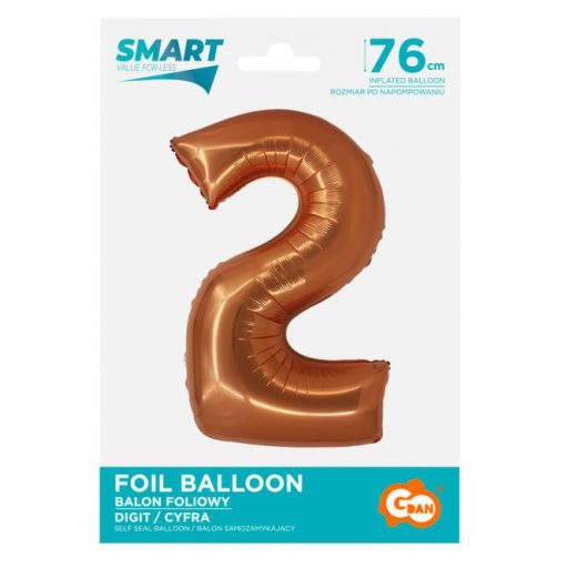 Réz 2-es Copper szám fólia lufi 76 cm