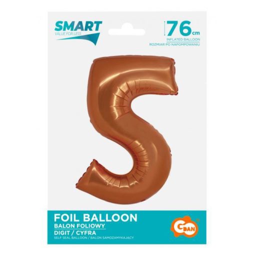Réz 5-ös Copper szám fólia lufi 76 cm