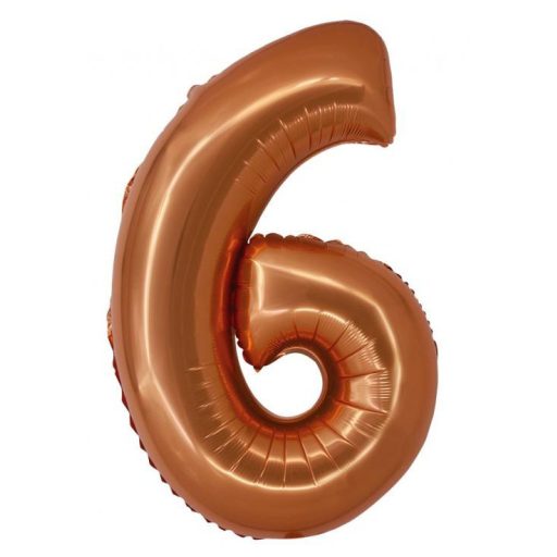 Réz 6-os Copper szám fólia lufi 76 cm