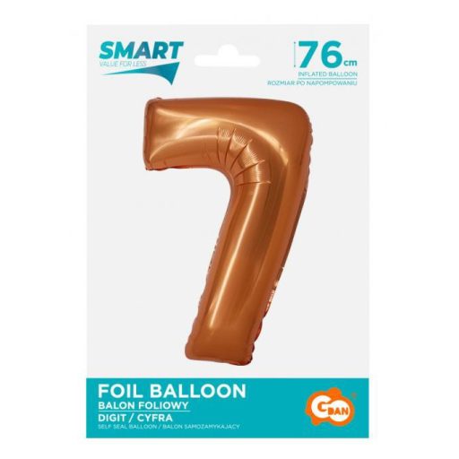 Réz 7-es Copper szám fólia lufi 76 cm