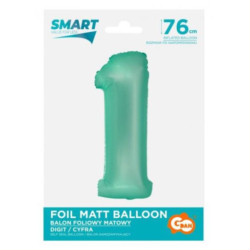 Menta 1-es Mint Mat szám fólia lufi 76 cm