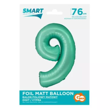 Menta 9-es Mint Mat szám fólia lufi 76 cm