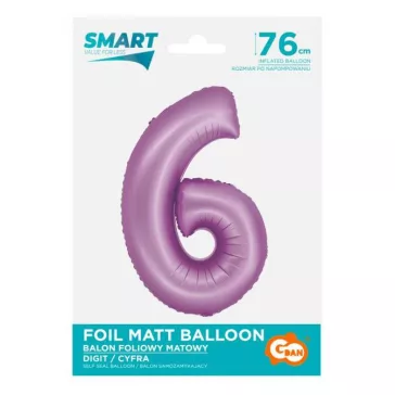 Levendula 6-os Lavender Mat szám fólia lufi 76 cm