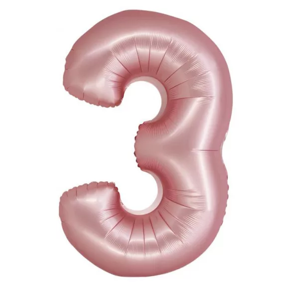 Rózsaszín 3-as Light Pink Mat szám fólia lufi 76 cm Rózsaszín 3-as Light Pink Mat szám fólia lufi 76 cm