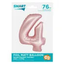 Rózsaszín 4-es Light Pink Mat szám fólia lufi 76 cm Rózsaszín 4-es Light Pink Mat szám fólia lufi 76 cm