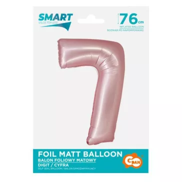 Rózsaszín 7-es Light Pink Mat szám fólia lufi 76 cm