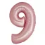 Rózsaszín 9-es Light Pink Mat szám fólia lufi 76 cm
