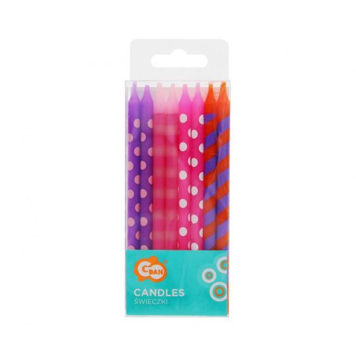 Rózsaszín Dots tortagyertya, gyertya szett 16 db-os
