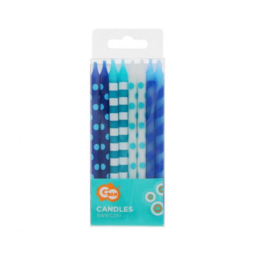 Kék Dots tortagyertya, gyertya szett 16 db-os