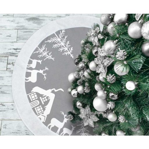 Ezüst Reindeer Karácsonyfa szoknya, alátét