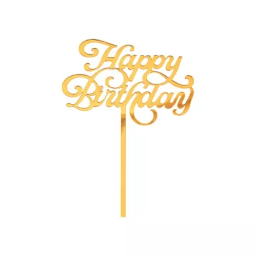 Arany Happy Birthday Gold torta dekoráció 15 cm