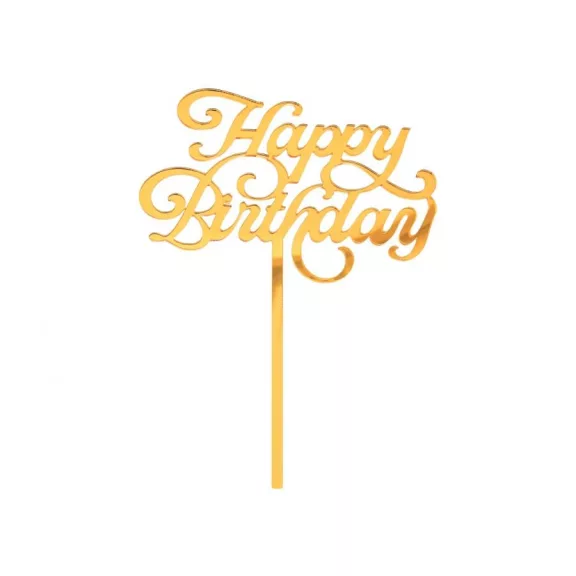 Arany Happy Birthday Gold torta dekoráció 15 cm Arany Happy Birthday Gold torta dekoráció 15 cm